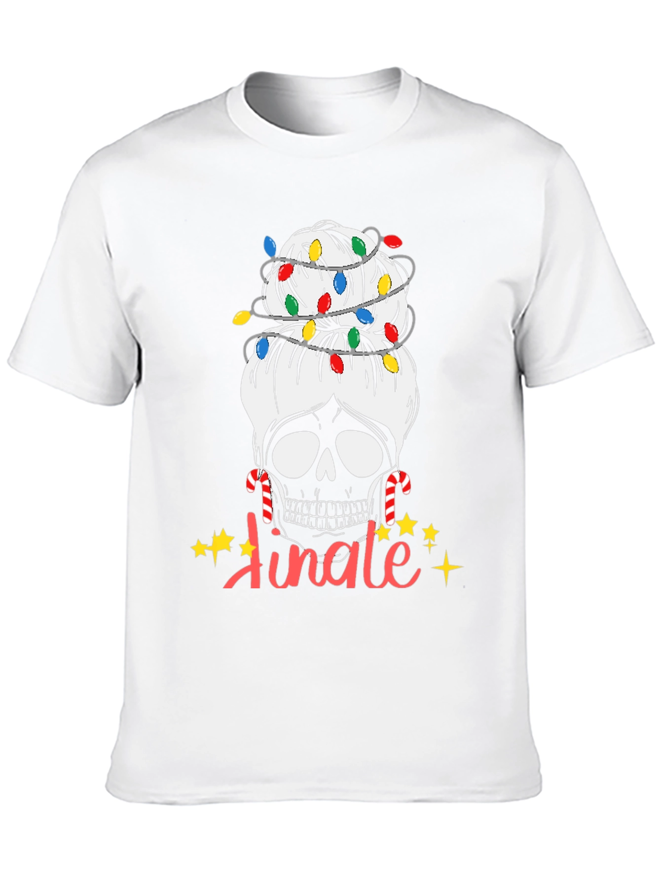 Jingle Skull Messy Bun Christmas T-Shirt