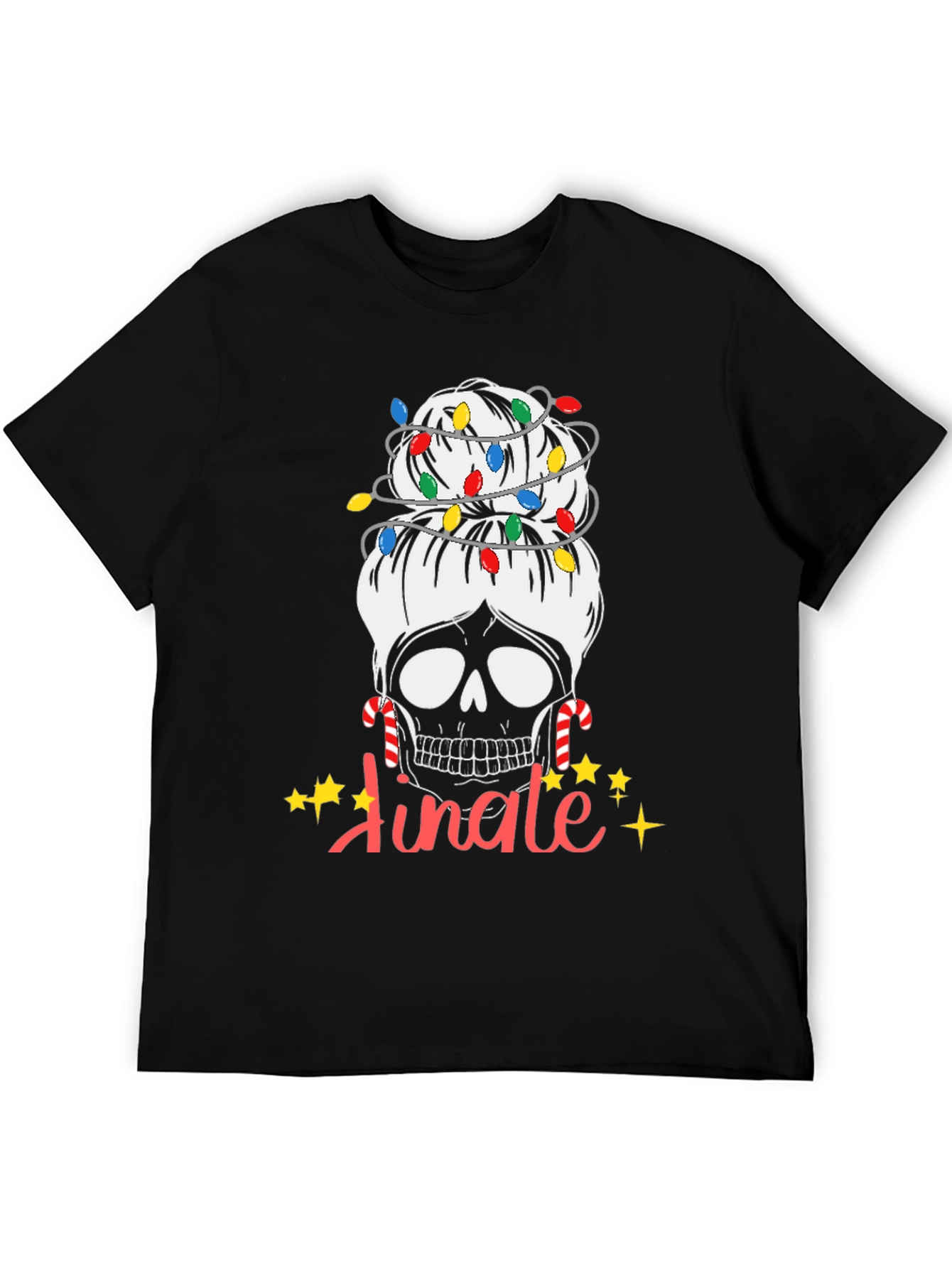 Jingle Skull Messy Bun Christmas T-Shirt