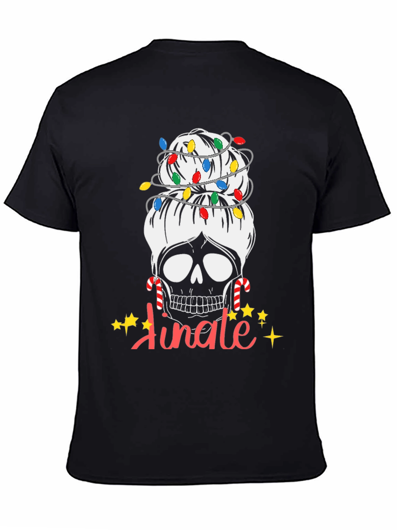 Jingle Skull Messy Bun Christmas T-Shirt
