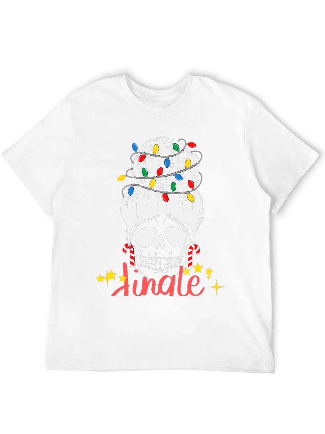 Jingle Skull Messy Bun Christmas T-Shirt