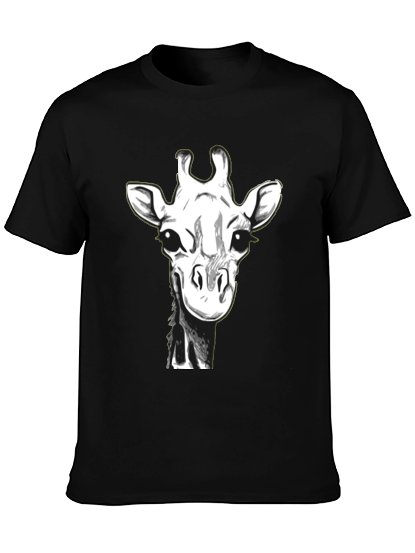 Giraffe Graphic Tee - Black Cotton T-Shirt